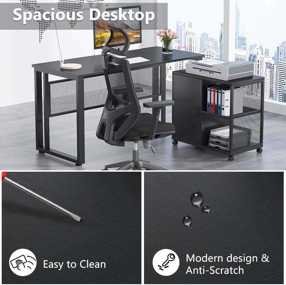 L-Shaped Computer Desk with File Cabinet U685604