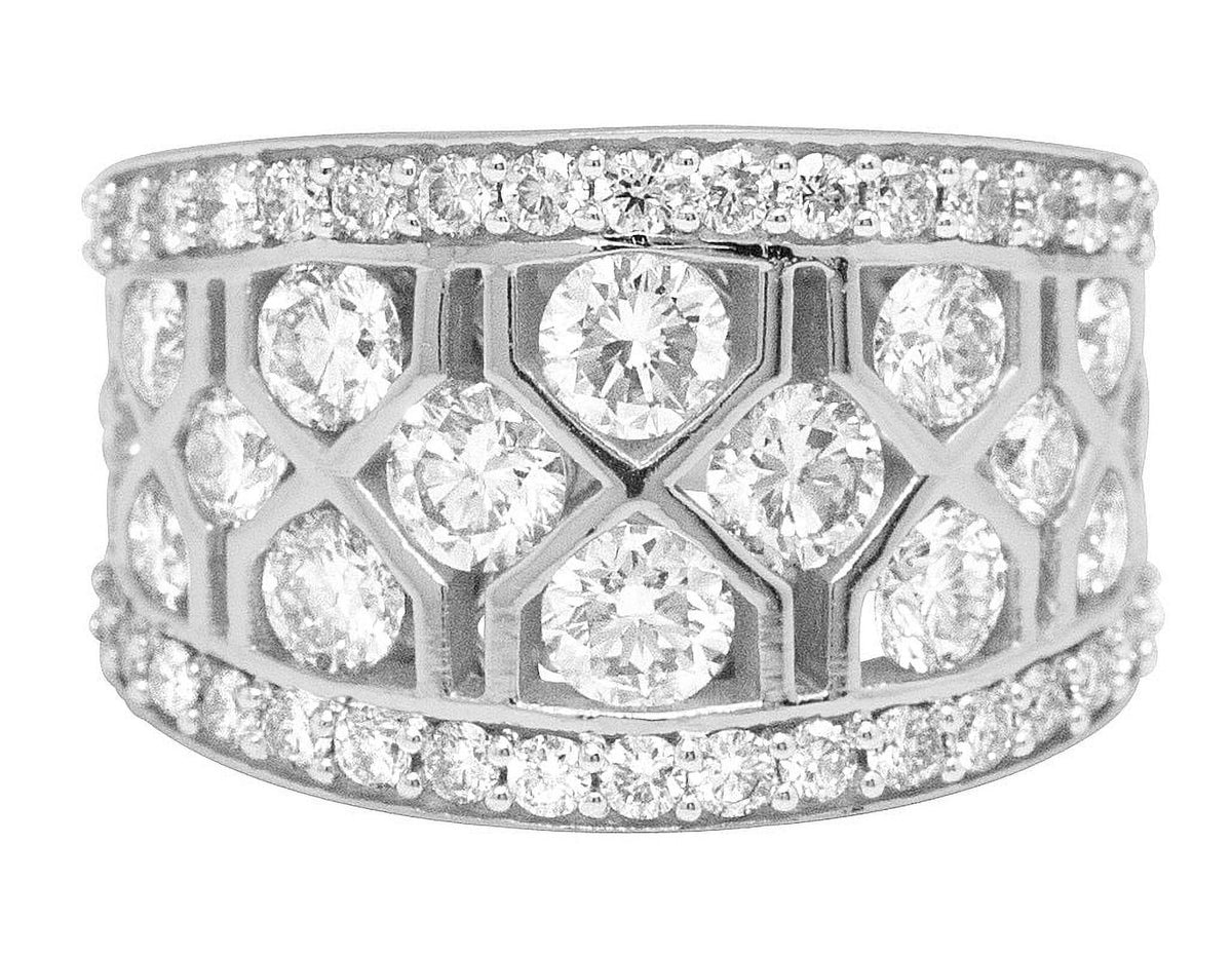 Geometric Mesh Diamond Band Ring Q518