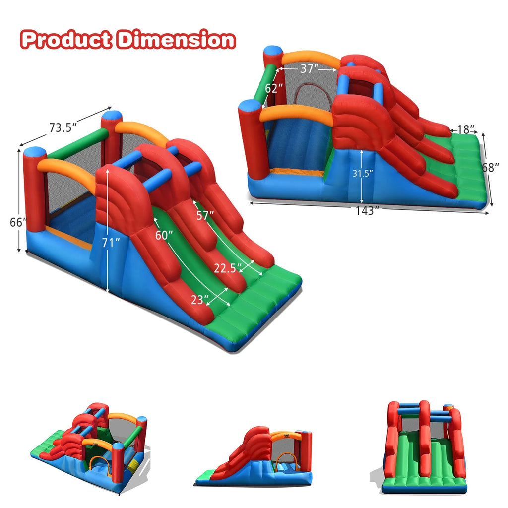 Inflatable Bounce House 3-in-1 Dual Slides Jumping Castle with Blower C699497