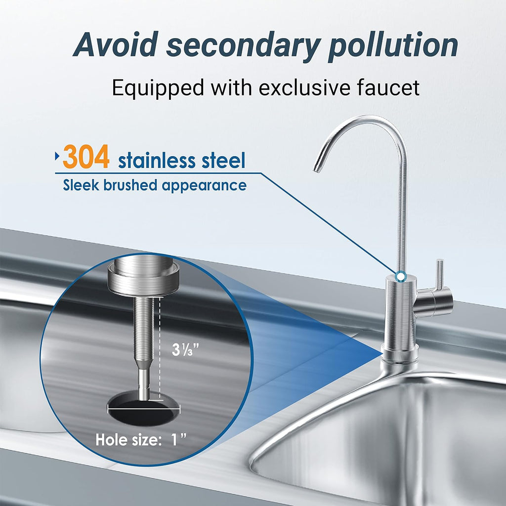 Under Sink Water Filter System with Stainless Steel Faucet N873