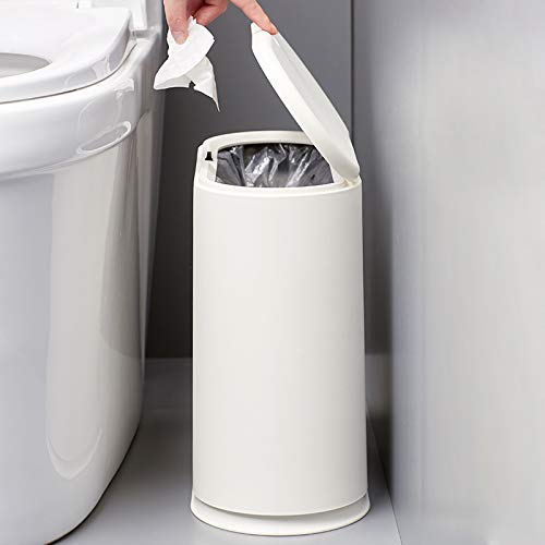 12 Liter White Plastic Trash Can with Press Top Lid I6547