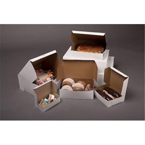 White Lock Corner Chipboard Bakery Box, Case of 100 V68429