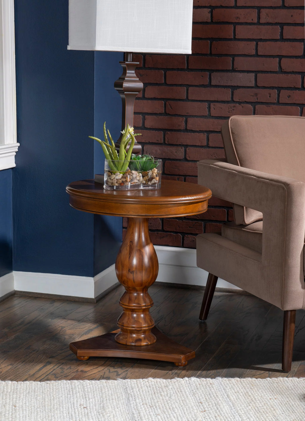 Brown Pedestal Side Table J767642