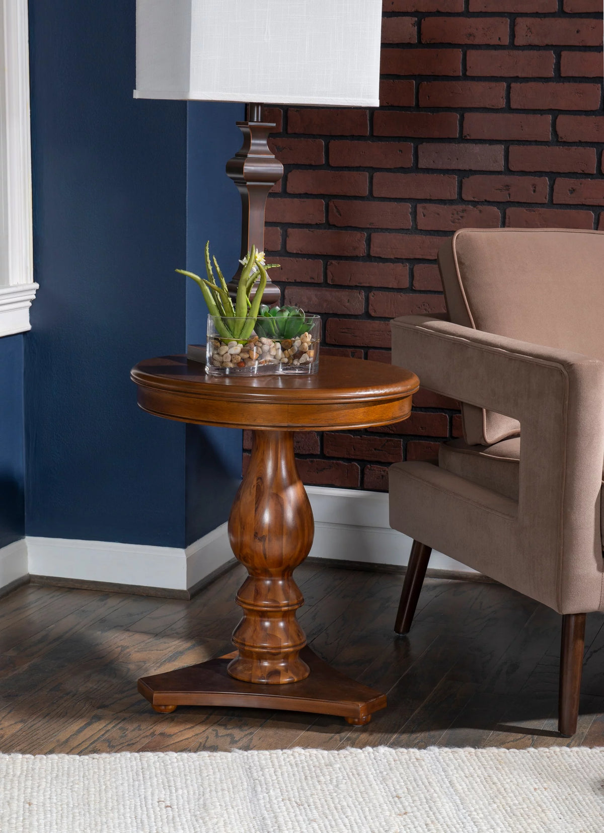 Brown Pedestal Side Table J767642