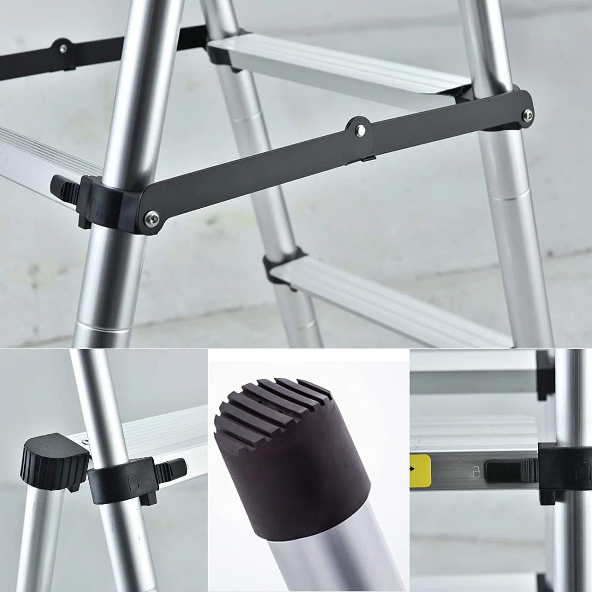 4.5FT A-Frame Aluminum Extension Ladder Anti-Slip 4+5 Steps Telescoping Collapsible Ladder B3813
