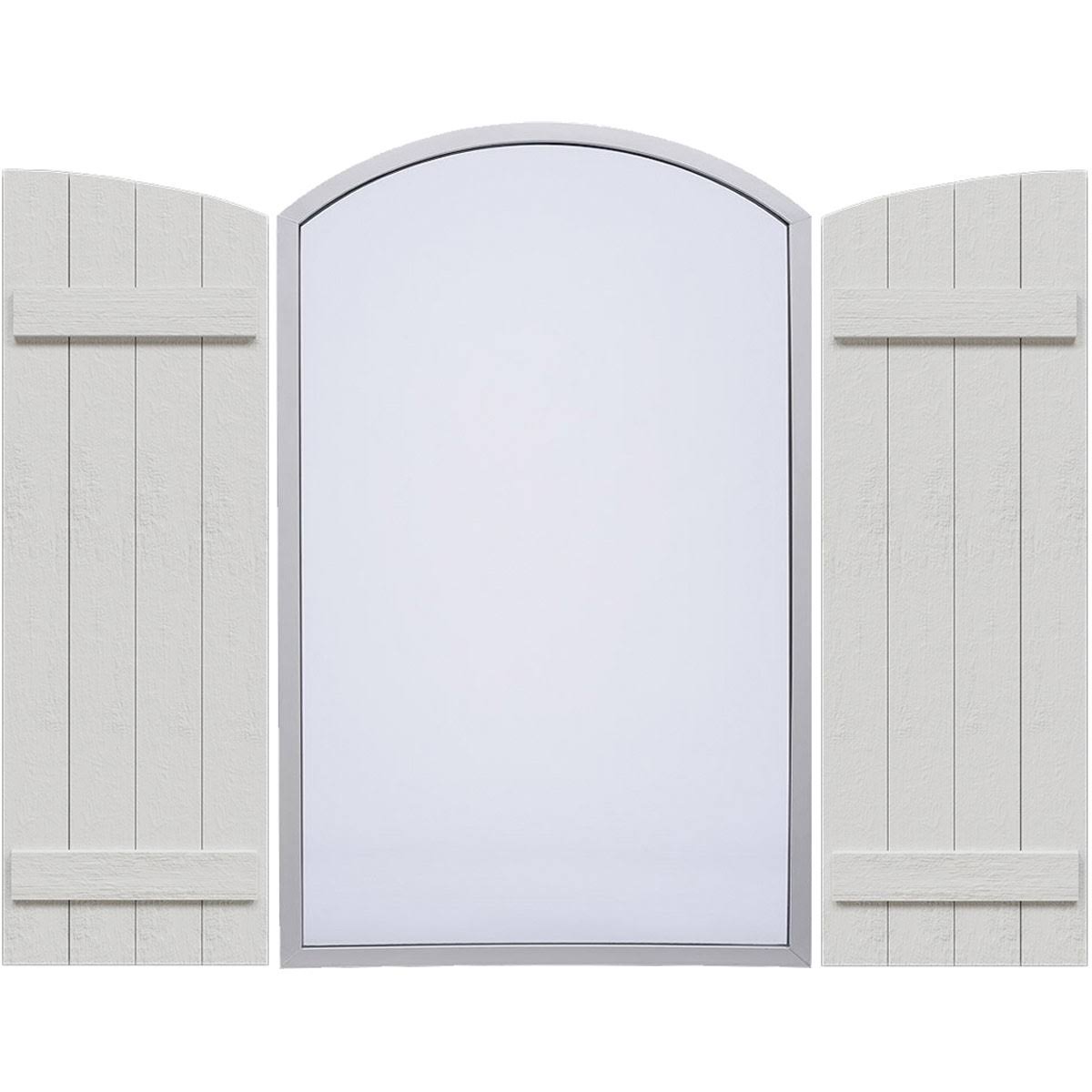 Rustic Faux Wood Shutters with Elliptical Arch Top L9717