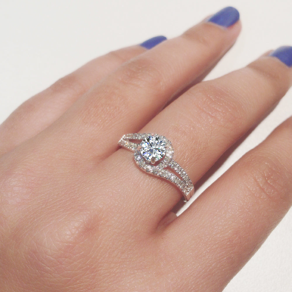 14K Gold Diamond Ring Ocean Wave Style 1.25 CT A7245