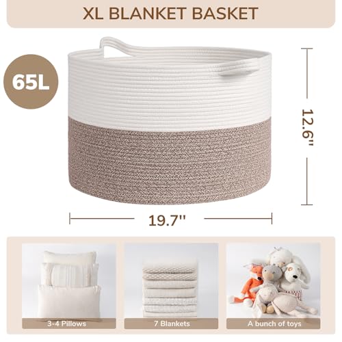 Large Cotton Rope Storage Basket, 21.7'' x 13.8'', 90L Grey M25134