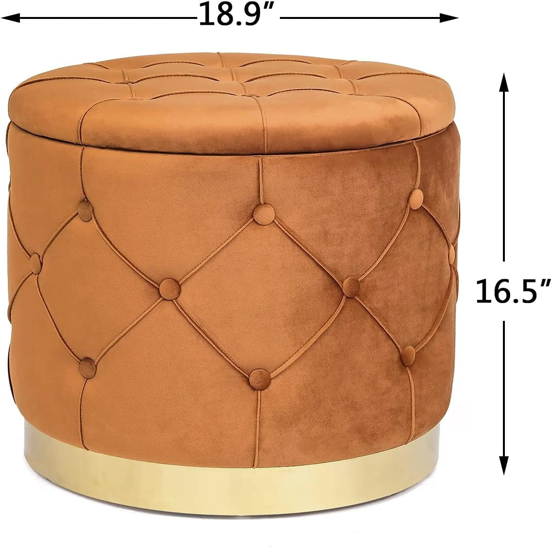 Orange Velvet Round Storage Ottoman U572