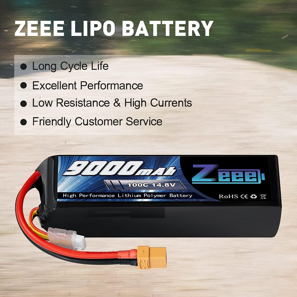 9000mAh 14.8V 100C Soft Case Battery XT90 Connector with Metal Plates 2 Pack J13641