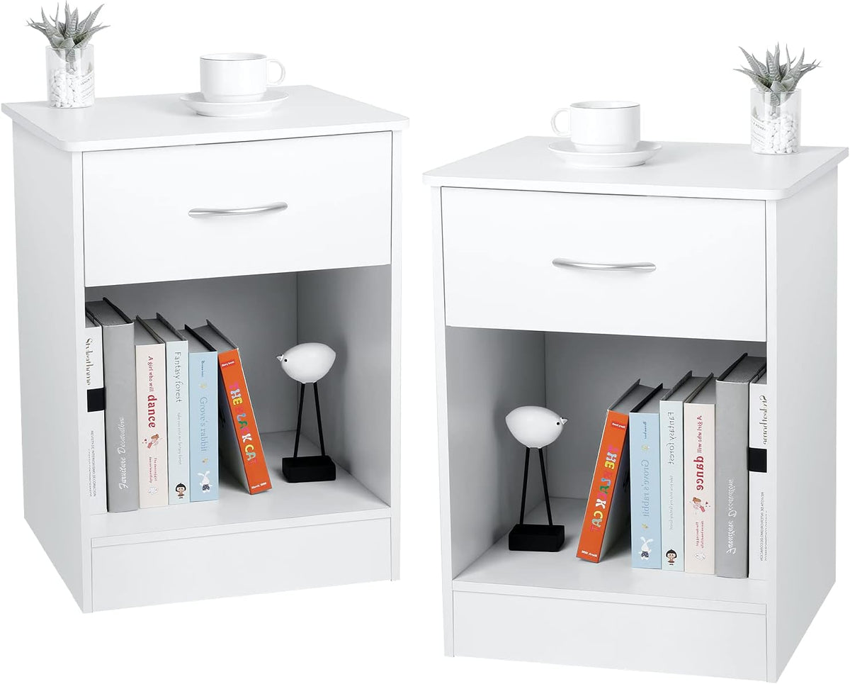 Black Nightstand with Drawers Q746521
