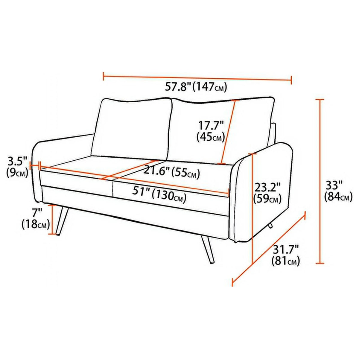 Teal Blue Fabric Loveseat U9388