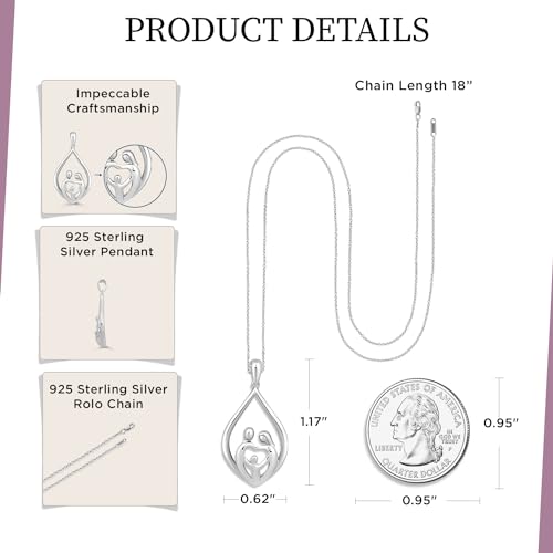 Parent and Children Family Necklace Pendant in Sterling Silver 18" Rolo Chain X735850