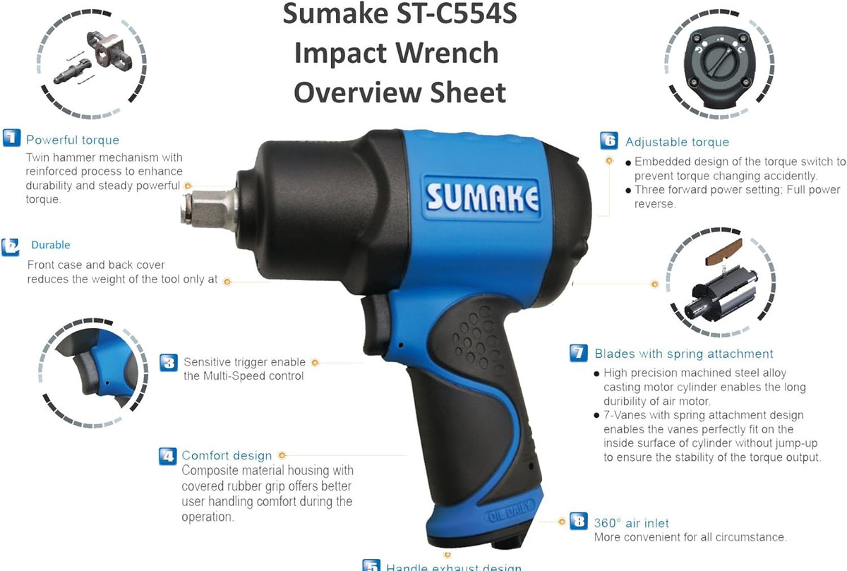 1/2 Inch Air Impact Wrench, Max Torque 1,000 ft-lbs K4920