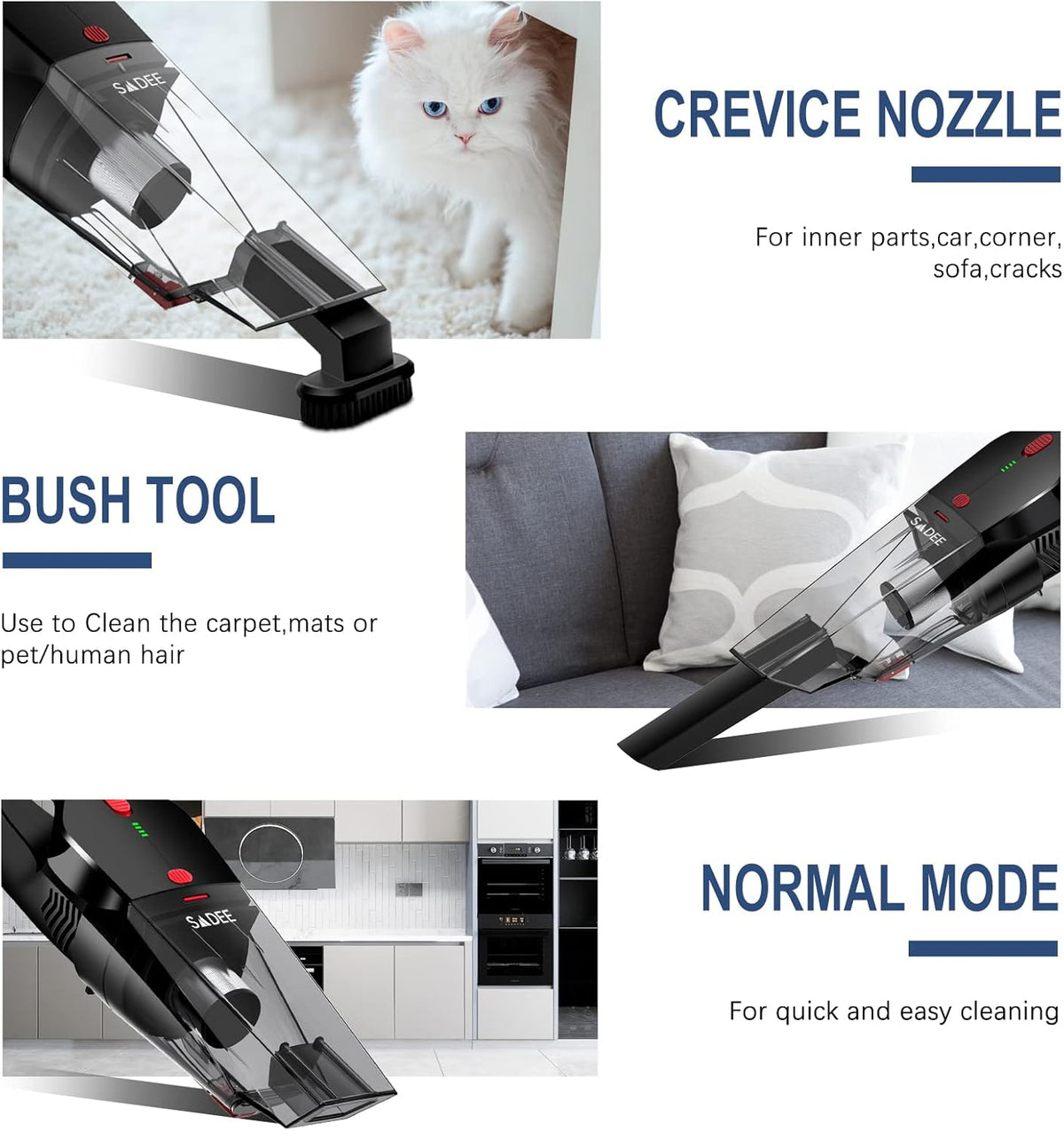 Cordless Handheld Vacuum Cleaner 9KPa Black O75035
