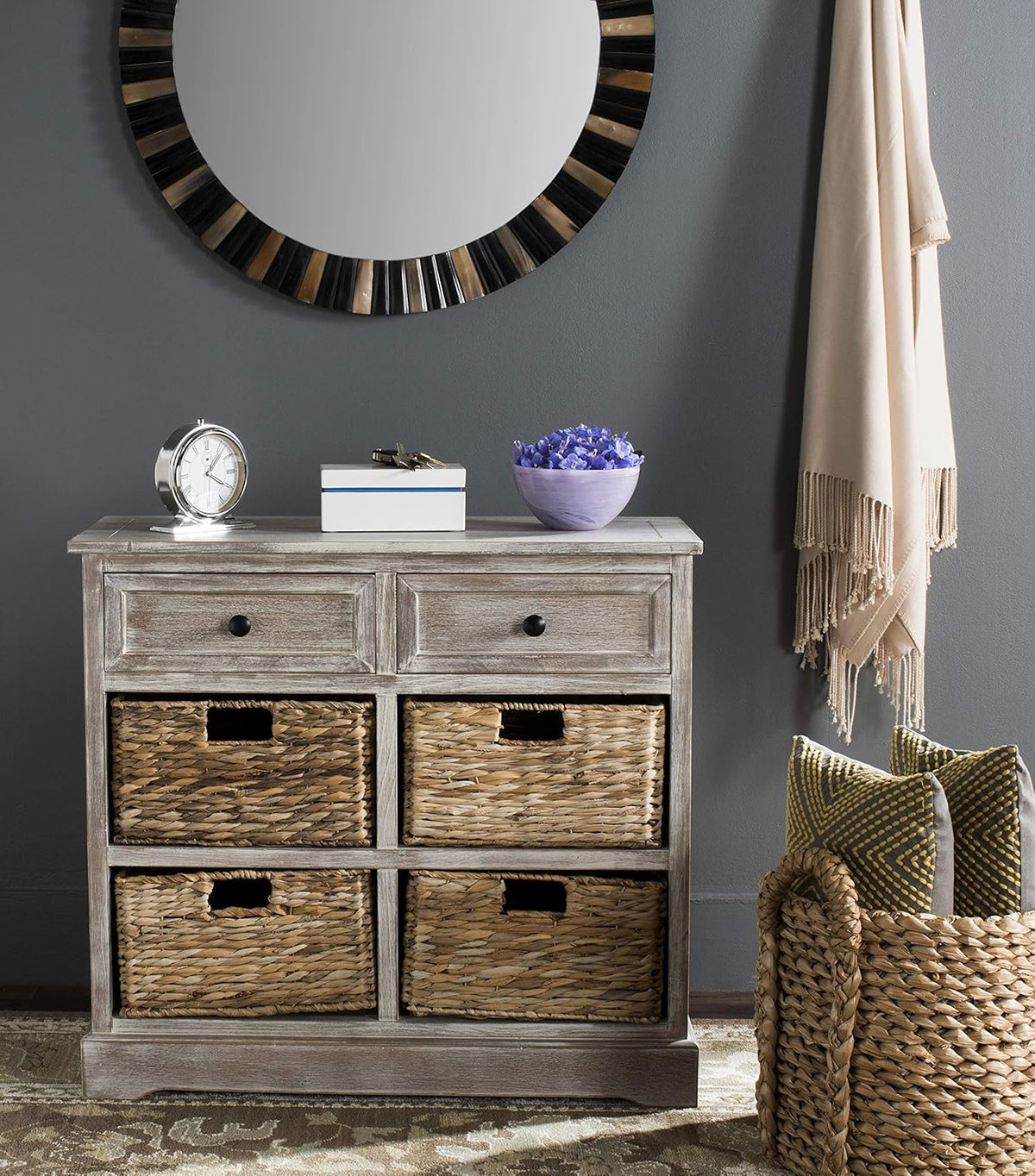 Brown Wicker Basket Storage Unit U9462