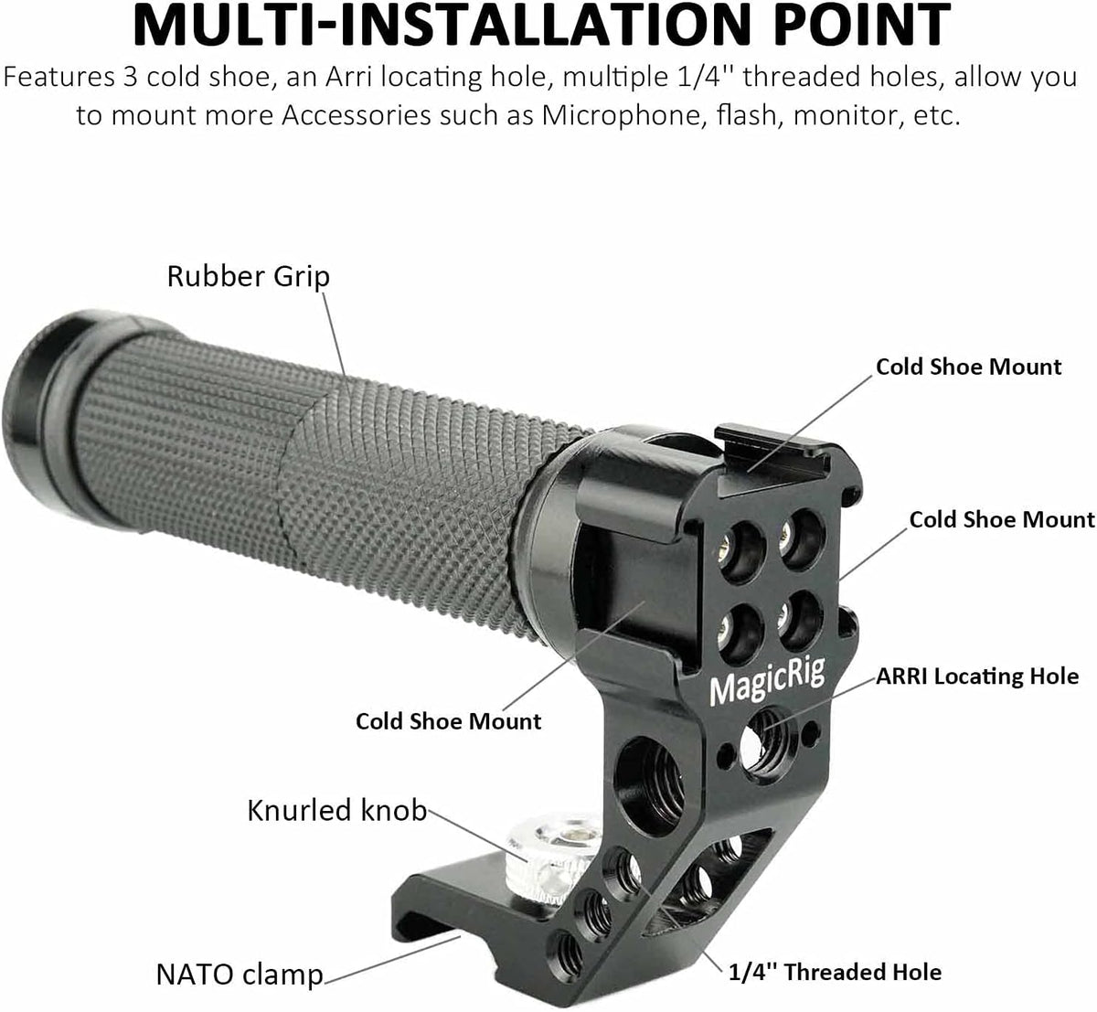 Rubber Top Handle with NATO Rail and 3-Cold Shoe H32435