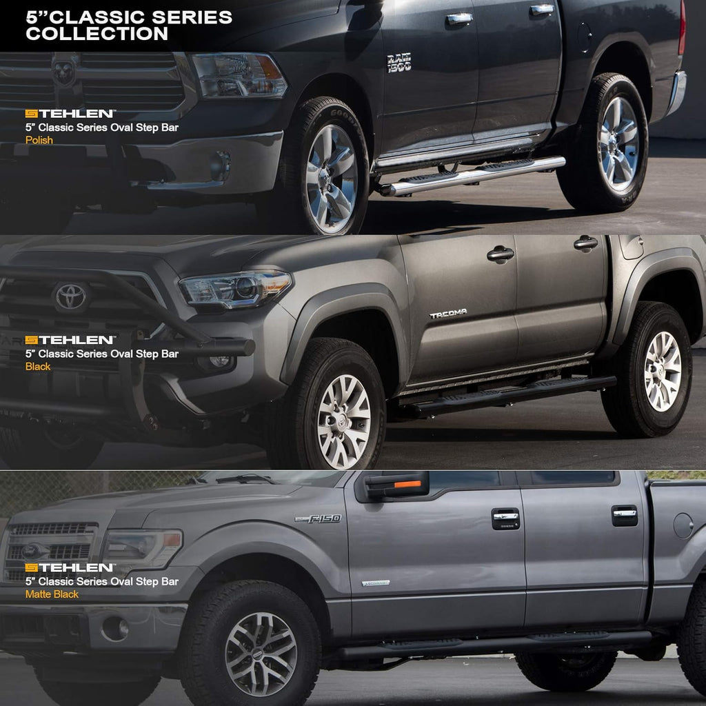 5 Oval Side Step Nerf Bars Matte Black R14293
