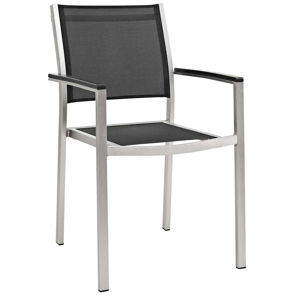 Black Aluminum Metal Side Dining Chair and Table Set J282411