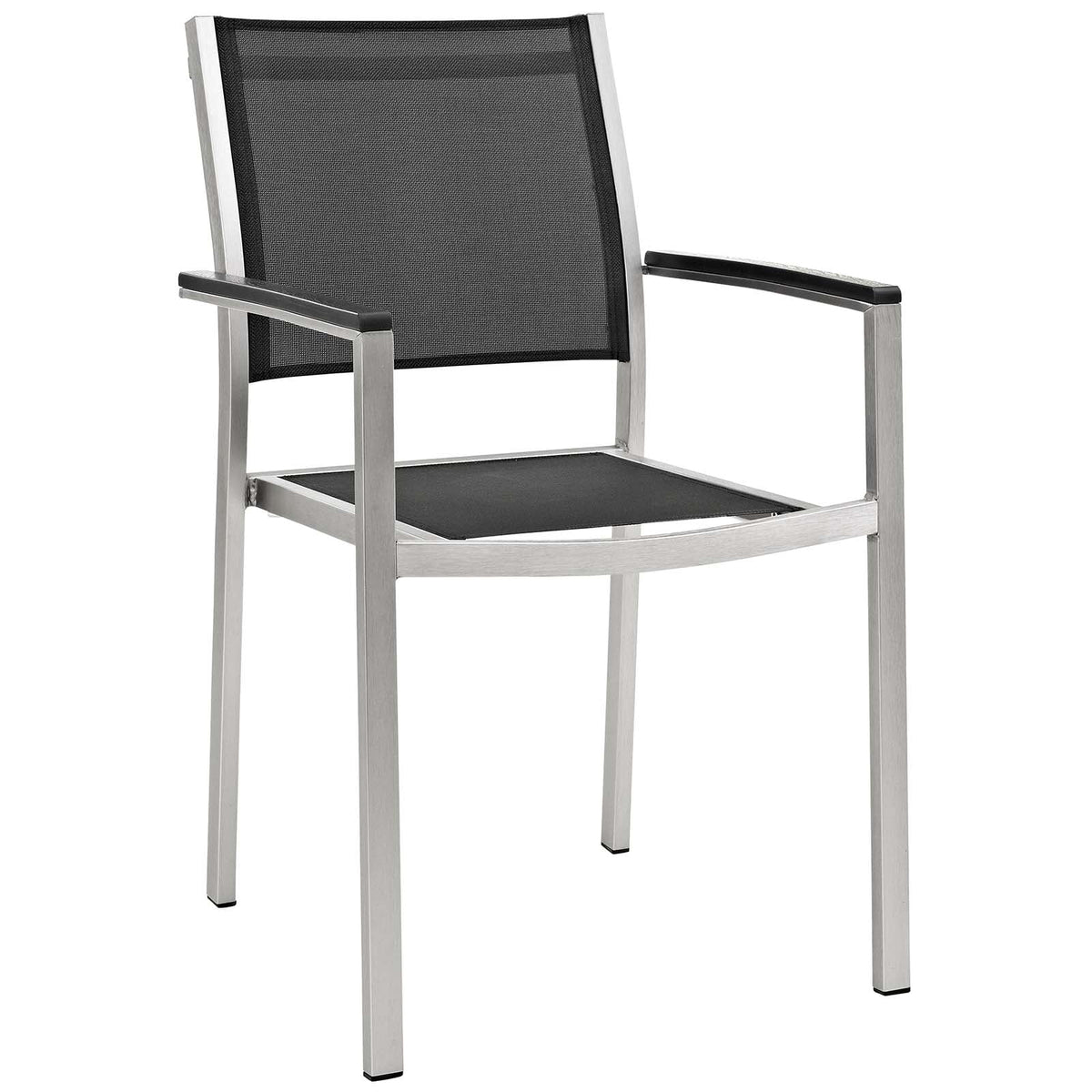 Black Aluminum Metal Side Dining Chair and Table Set J282411