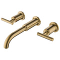 Brushed Gold 2-Handle Wall-Mount Bathroom Sink Faucet L457