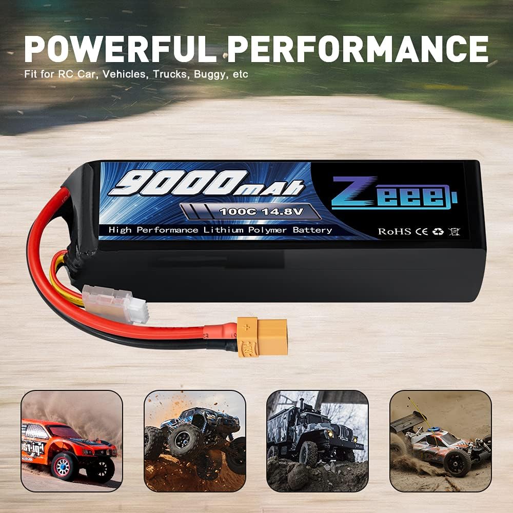 9000mAh 14.8V 100C Soft Case Battery XT90 Connector with Metal Plates 2 Pack J13641
