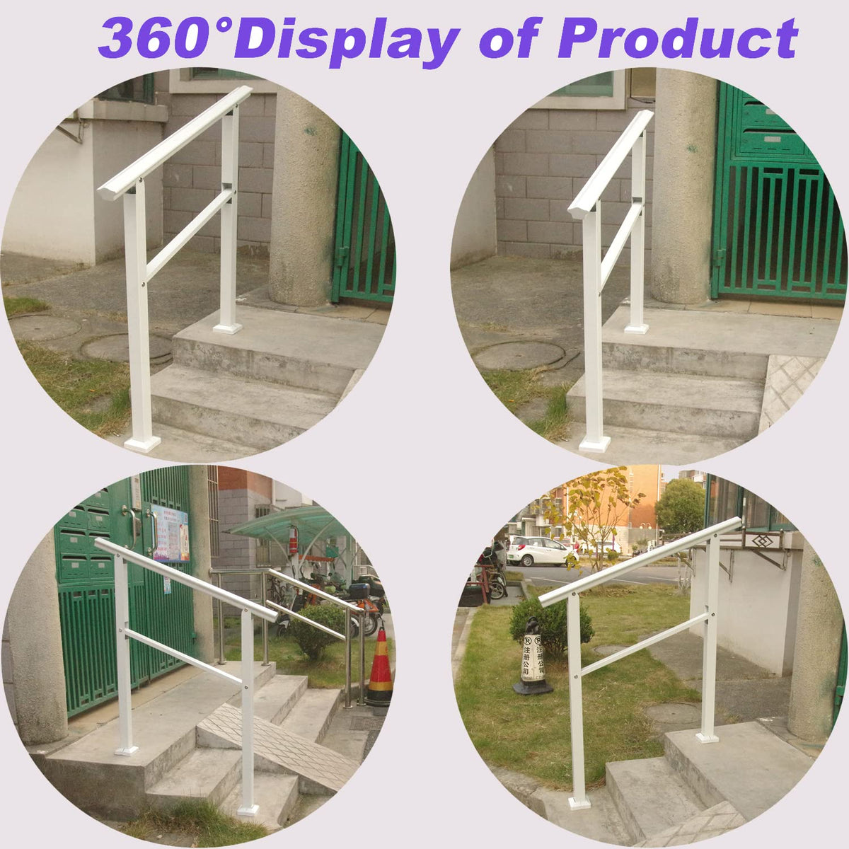 White Stair Handrail 3ft Railing 3 Steps F6484