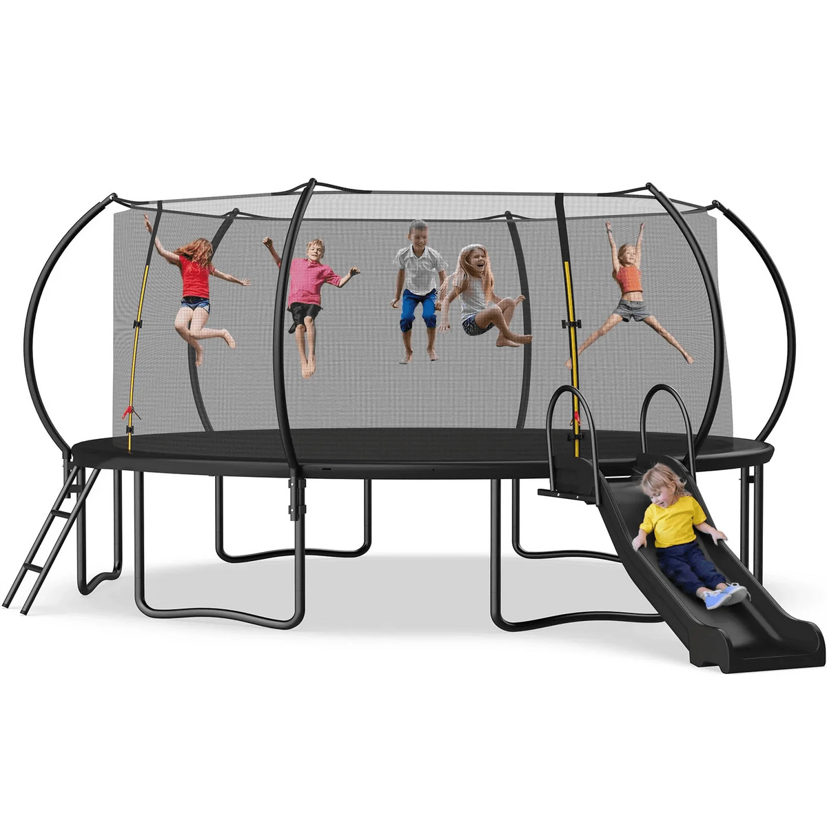 16FT Trampoline with Enclosure, Slide and Ladder S8676