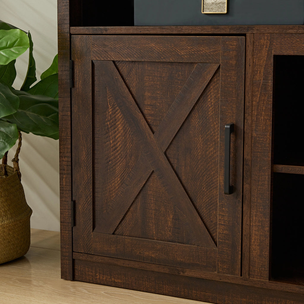 Espresso TV Media Stand with Open Shelves and Closed Cabinets R260