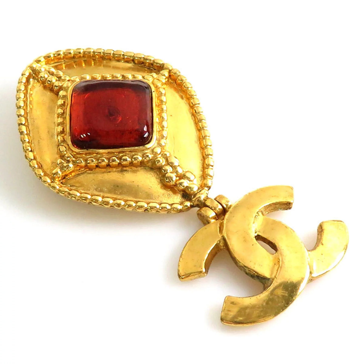 Pre-Owned Gold Orange Brooch R541181