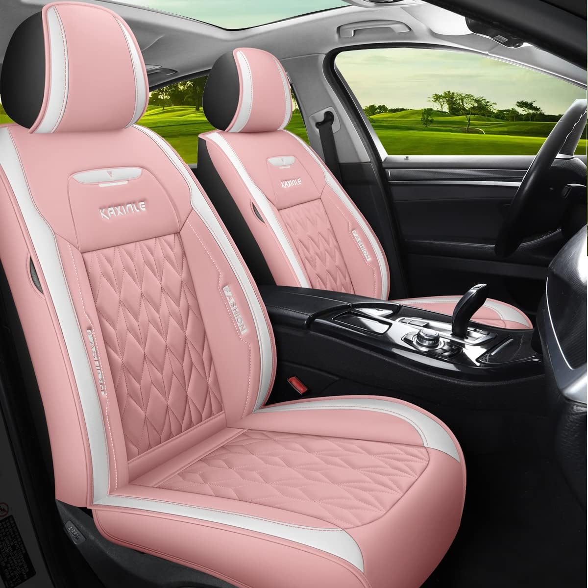 Blue Faux Leather Car Seat Covers 5 Seats Full Set G716350