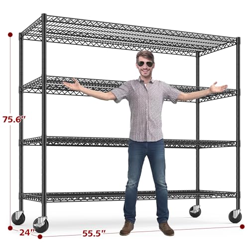75.6" H Adjustable Metal Wire Shelving Unit with Wheels N6985