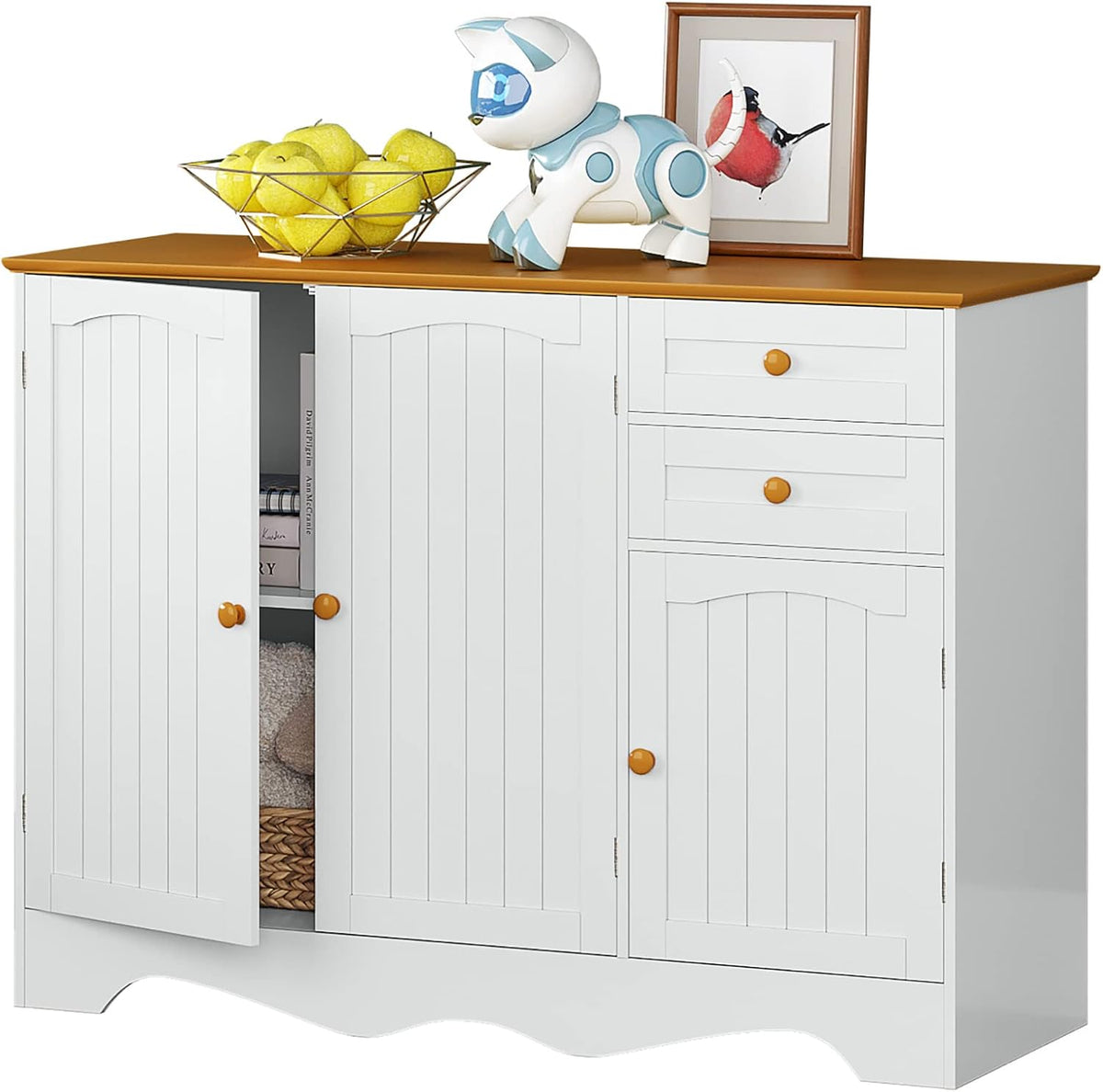 41'' White Kitchen Pantry Cabinet with 6 Shelves M578