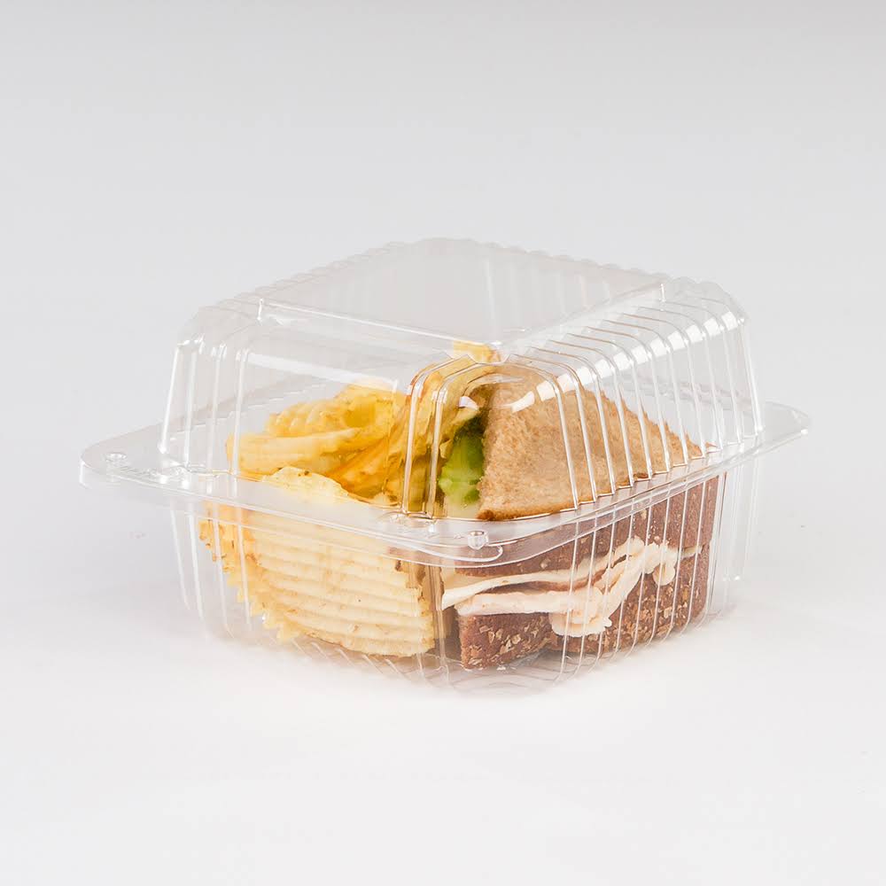 Plastic Square Food Container Clear, 5.3 inch Length x 5.6 inch Width x 3.3 inch Depth, 500/Case K428