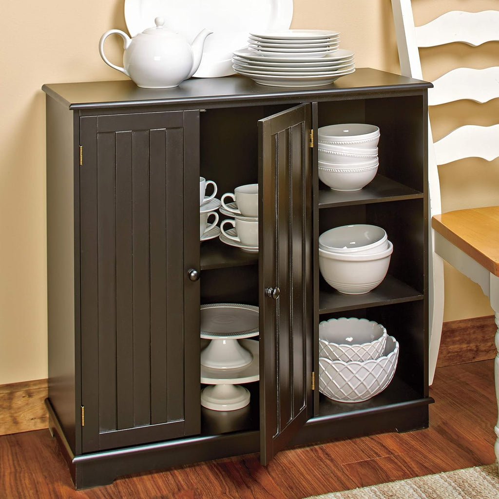 Red Beadboard Buffet Cabinet with Storage M8511