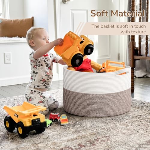 Large Cotton Rope Storage Basket, 21.7'' x 13.8'', 90L Grey M25134