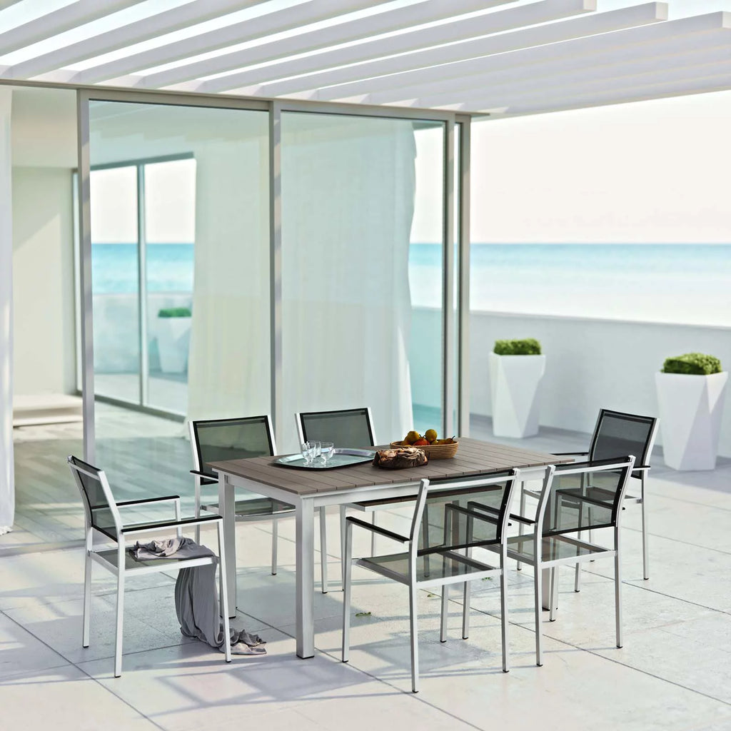Black Aluminum Metal Side Dining Chair and Table Set J282411