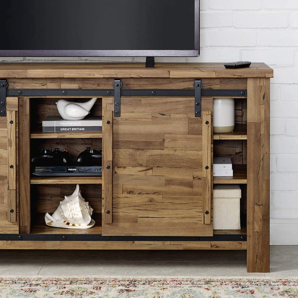 Rustic Sliding Door TV Stand Storage Buffet Table Sideboard C84430