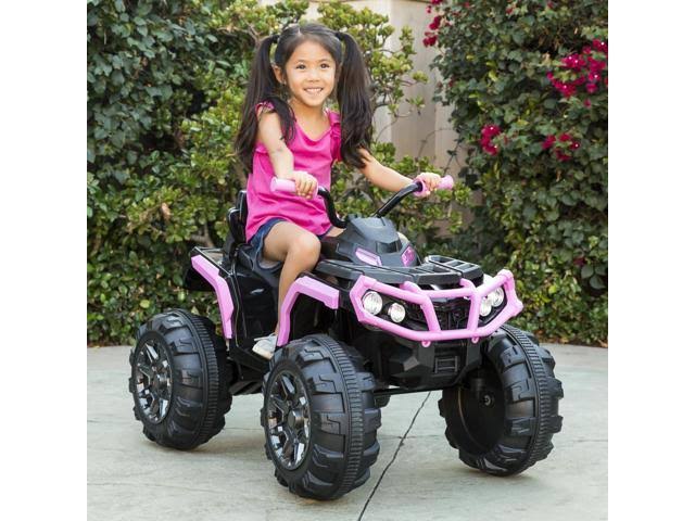 12V Pink Kids 4-Wheeler ATV Ride On Car Toy with LED Headlights F47926