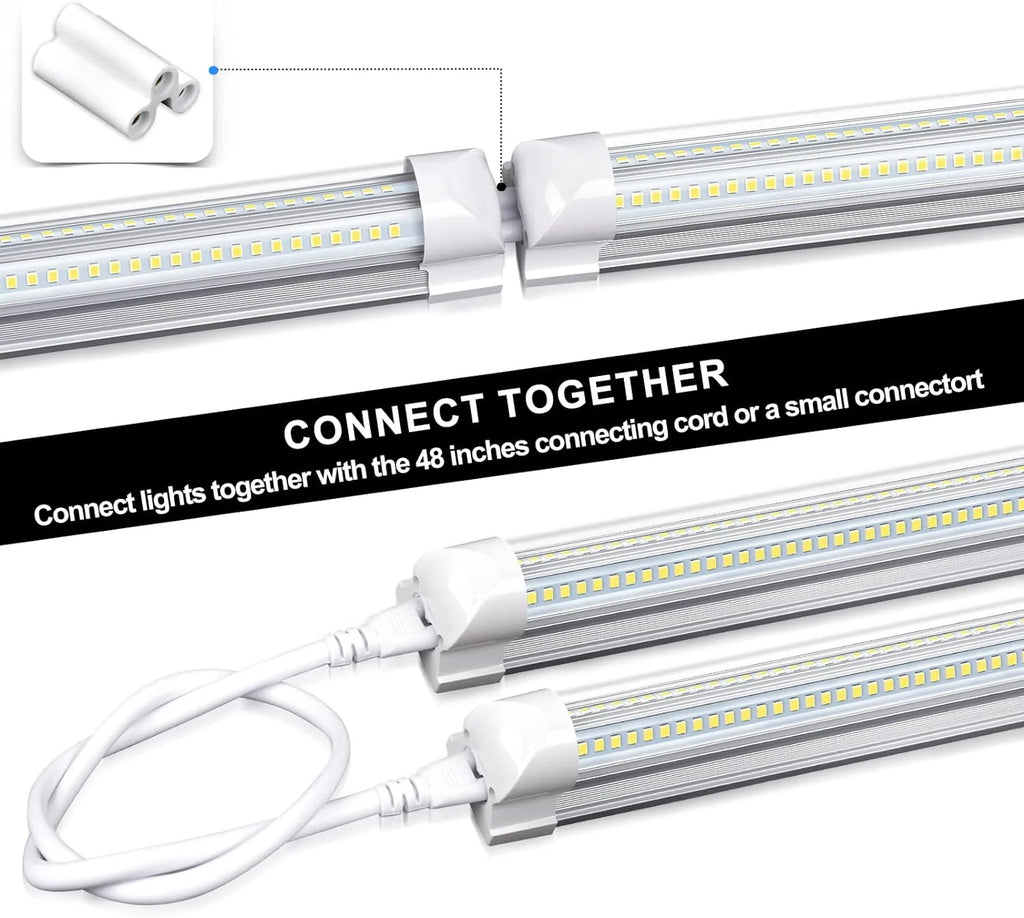 4FT 50W 7750Lumen 6000K Clear Cover V-Shape Linkable T8 LED Tube Light 10 Pack V549940