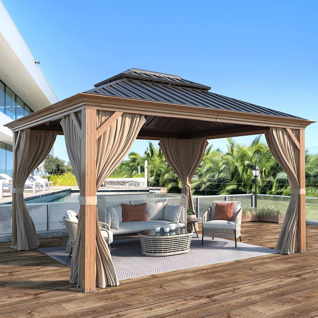 10' x 12' Hardtop Gazebo with Galvanized Steel Double Roof H150445