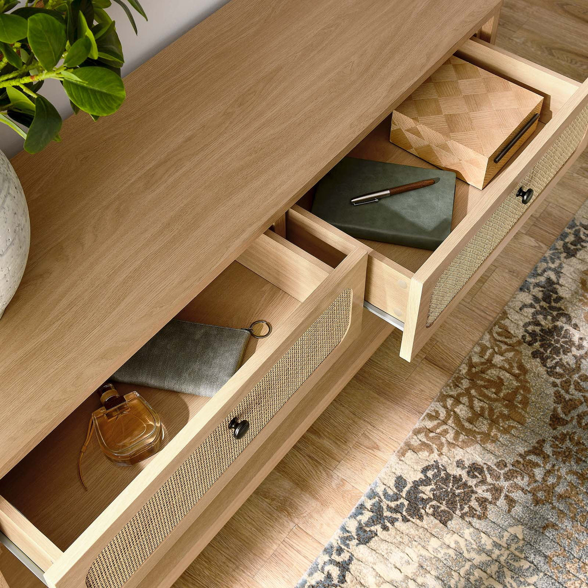 Oak Wood Entryway Console Table W7588