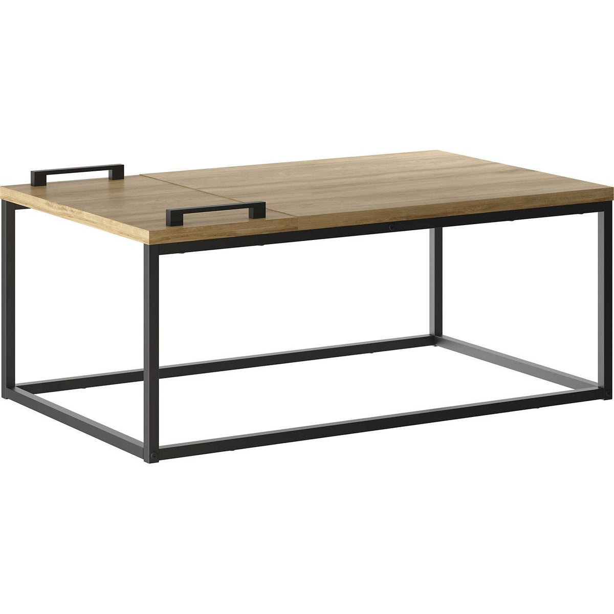 Oak and Black Painted Metal Cocktail Table D84596