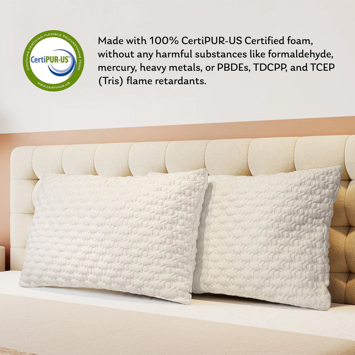 Shredded Memory Foam Bed Pillow Queen Firm C1725