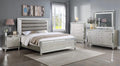 4pc King Size Upholstery LED Bed Dresser Mirror Nightstand Wooden Furniture Set K154890
