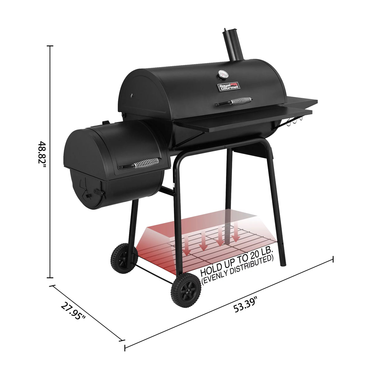 Steel Charcoal Grill with Offset Smoker O9911