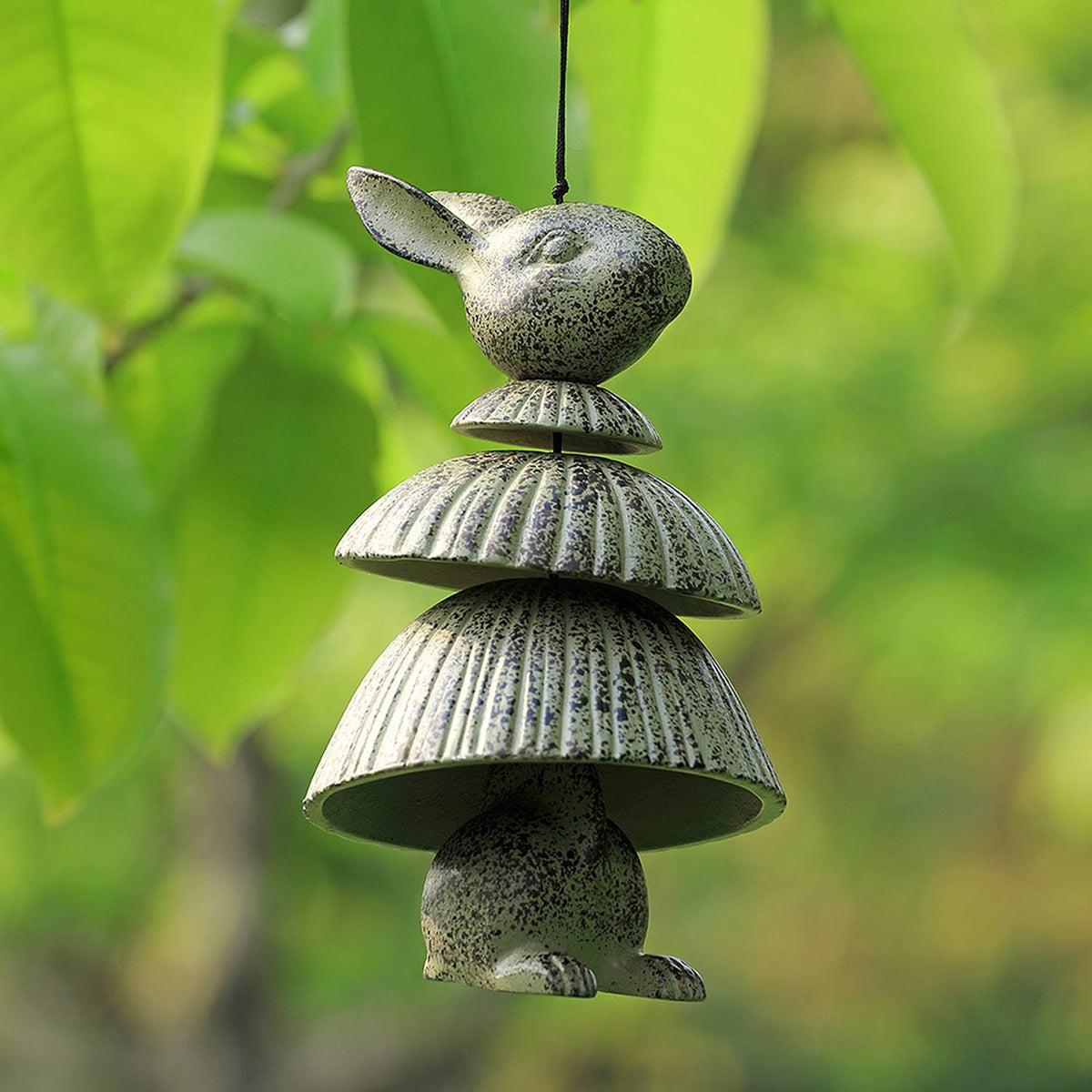 Rabbit Wind Chime, Cast Aluminum Verdigris Finish, 11x22 K47141