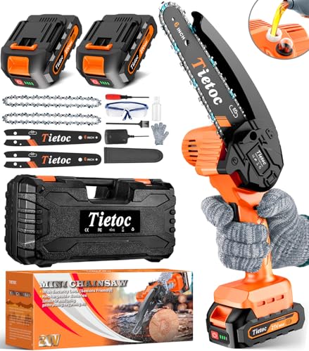 Mini Chainsaw 6 Inch Cordless 2Pcs 21V Batteries Portable Electric Chain Saw X68174