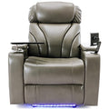 Light Grey PU Leather Electric Single Reclining Chair with USB Y9761