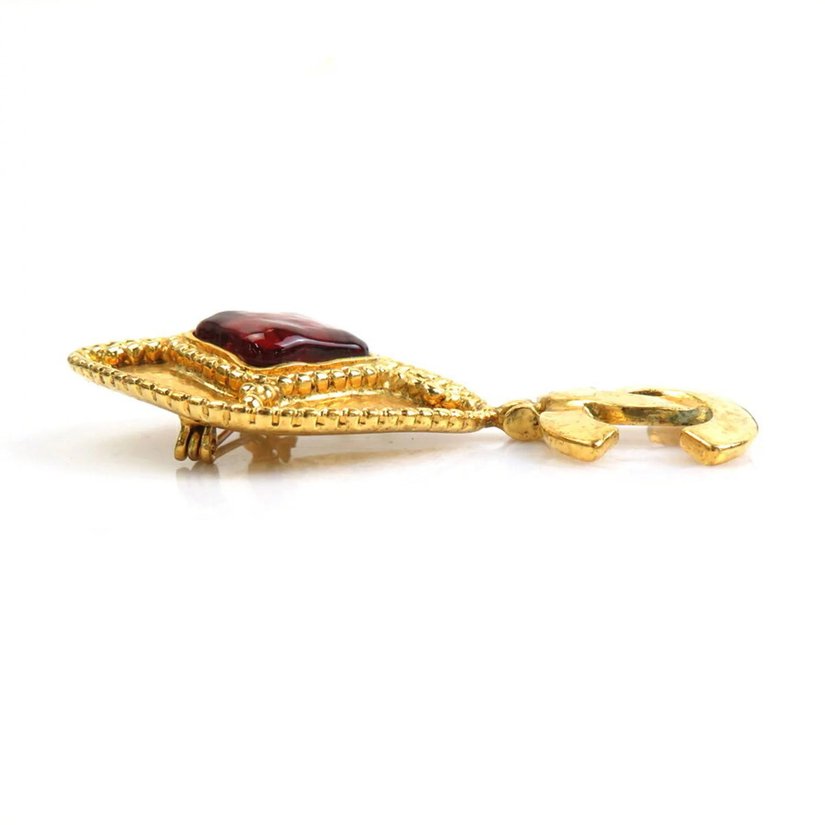 Pre-Owned Gold Orange Brooch R541181